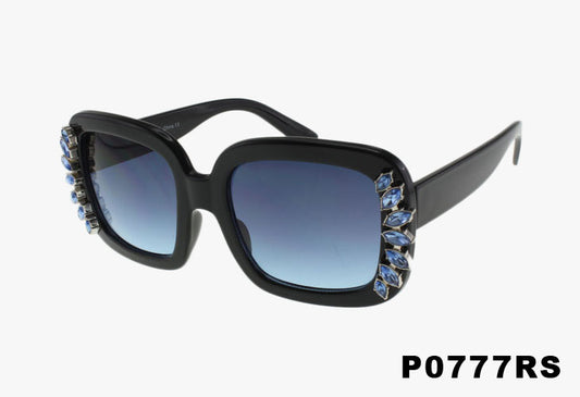 blue Wholesale Square Fashion Luxury Rhinestone Sunglasses