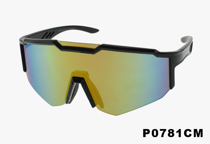 yellow mirror Wholesale Fashion Sport Half Rim Shield Sunglasses