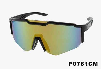 yellow mirror Wholesale Fashion Sport Half Rim Shield Sunglasses