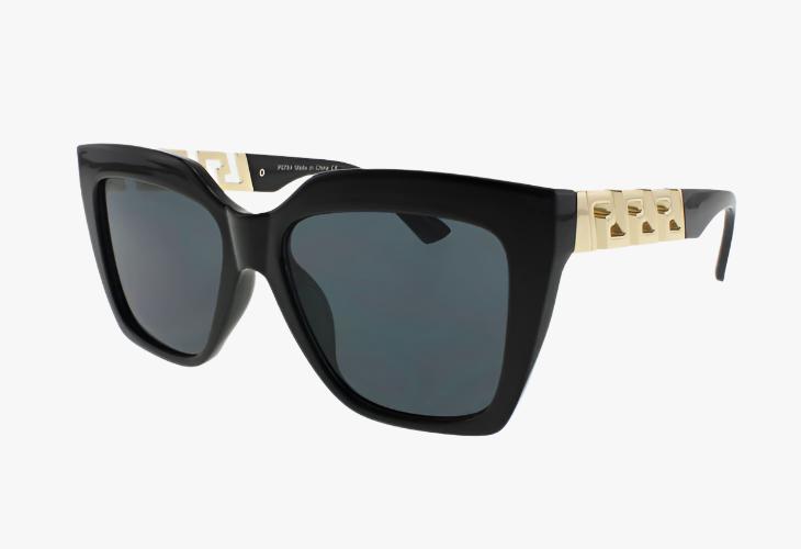 black Wholesale Square Fashion Metal Link Temple Sunglasses