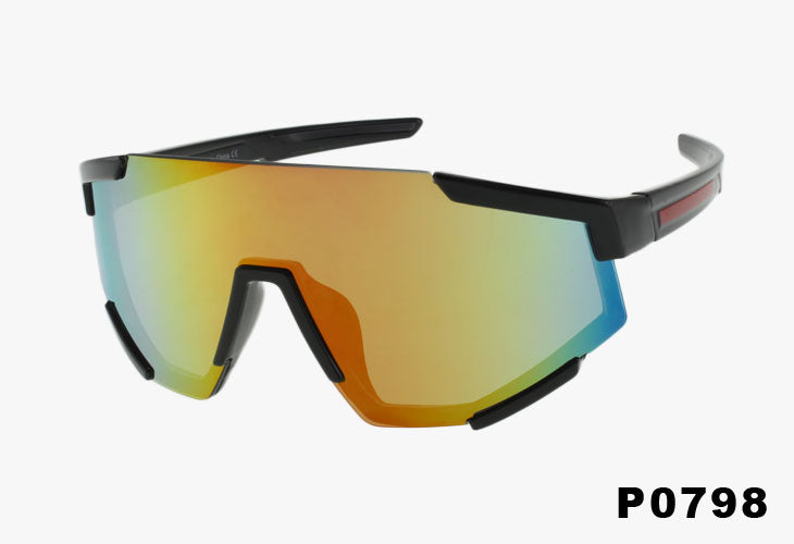 yellow mirror Wholesale Fashion Shield Sport Sunglasses