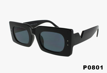 black Wholesale Square Frame Sunglasses With Oval Lenses