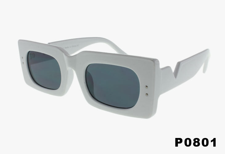 white Wholesale Square Frame Sunglasses With Oval Lenses