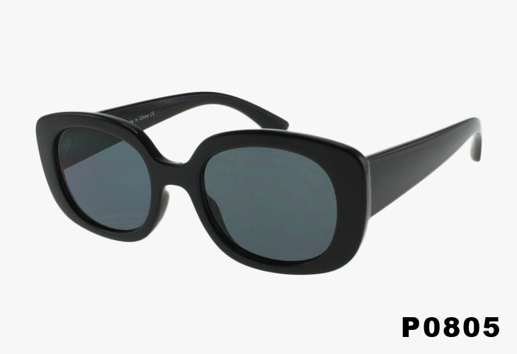 solid black Wholesale Fashion Rounded Square Shape Sunglasses