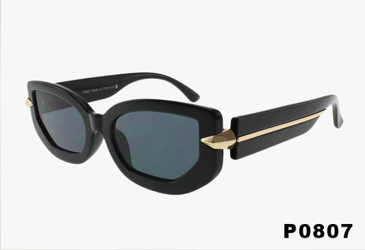 black Wholesale Fashion Medium Sunglasses With Metal Detailing