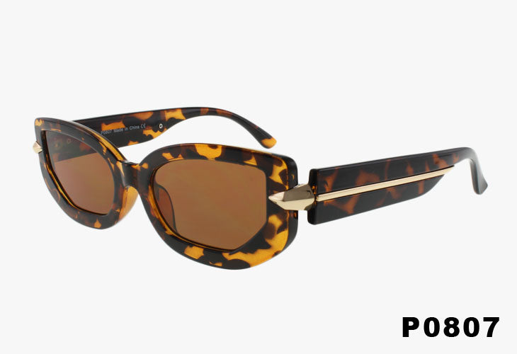 tortoise Wholesale Fashion Medium Sunglasses With Metal Detailing