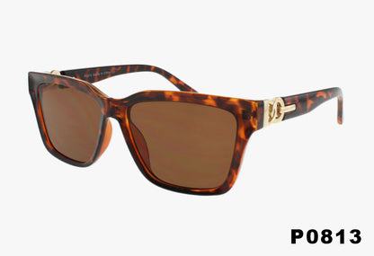 tortoise Wholesale Square Metal Detail Hinge Sunglasses