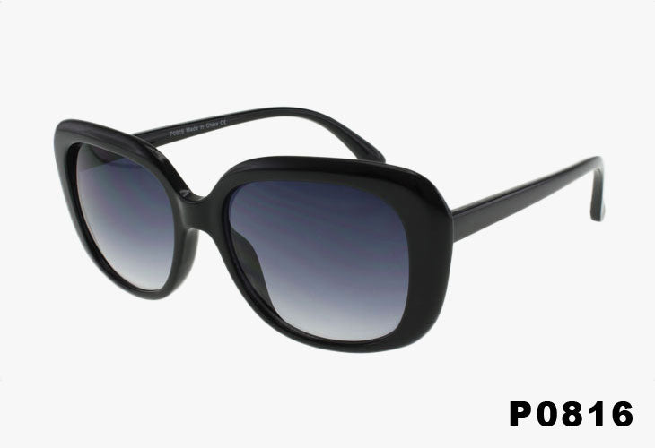 black Wholesale Rounded Square Shaped Sunglasses