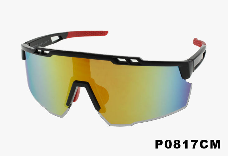 yellow mirror Wholesale One Piece Lens Shield Sport Sunglasses