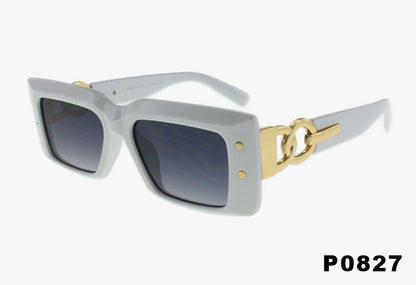 white Wholesale Fashion Square Metal Link Sunglasses