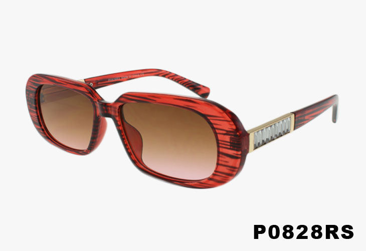 red Wholesale Fashion Slim Rounded Rhinestone Sunglasses