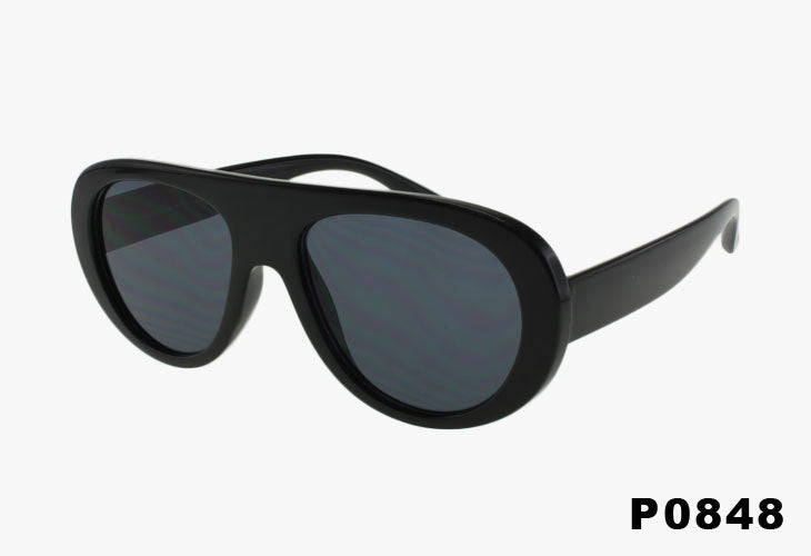 black Wholesale Large Rounded Pilot Style Sunglasses