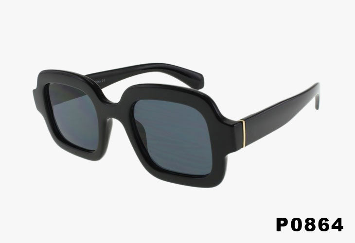 black Wholesale Thick Frame Rounded Square Sunglasses