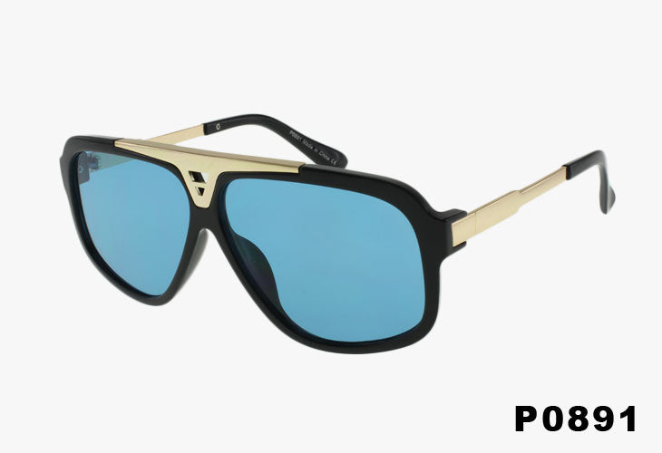 blue Designer Inspired Wholesale Rectangle Pilot Sunglasses