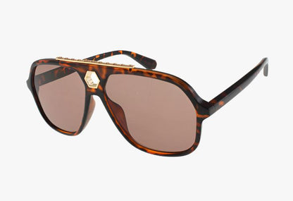 brown Wholesale Square Pilot With Metal Bridge Sunglasses