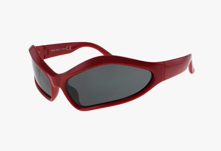 red Wholesale Fashion Curved Shield Style Sunglasses