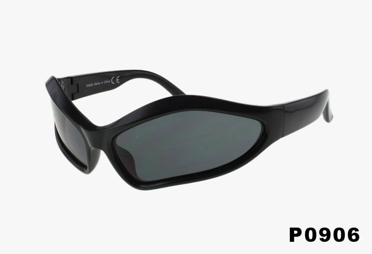 black Wholesale Fashion Curved Shield Style Sunglasses