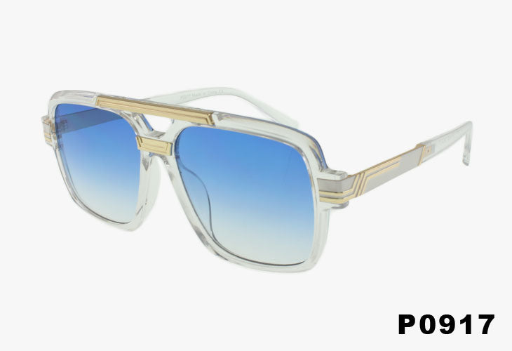 clear blue Wholesale Retro Square Pilot Style Sunglasses