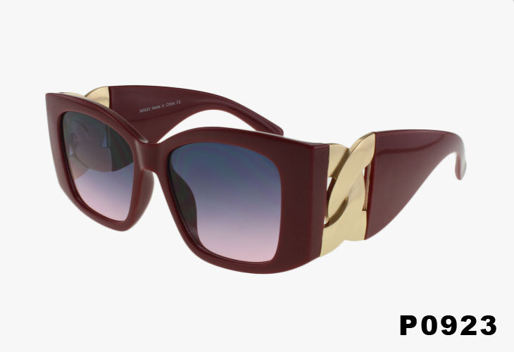 maroon Large Rectangular Chain Wholesale Fashion Sunglasses