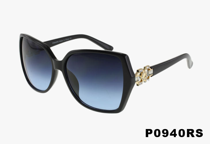 black Wholesale Luxury Butterfly Rhinestone Temple Sunglasses