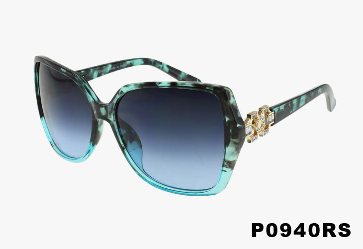 blue Wholesale Luxury Butterfly Rhinestone Temple Sunglasses