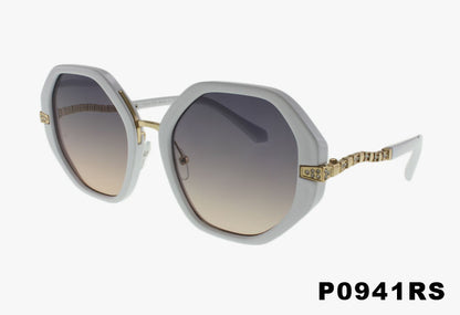 white Designer Inspired Geometric Fashion Wholesale Sunglasses