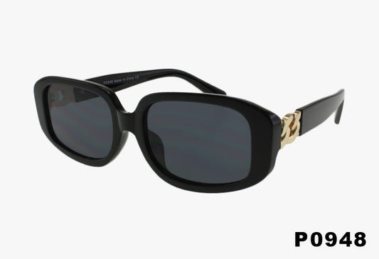 black Wholesale Slim Square Fashion Chain Link Sunglasses