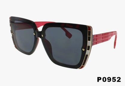 red Fashion Designer Inspired Luxury Rectangular Sunglasses