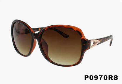 tortoise Luxury Fashion Rounded Rectangular Rhinestone Sunglasses