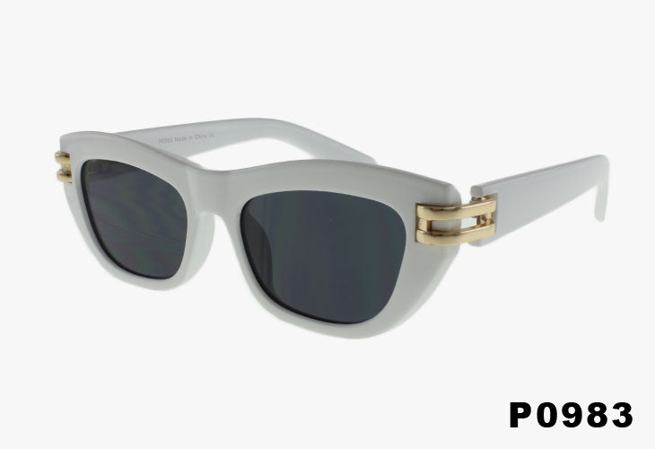 white Wholesale Fashion Medium Square Metal Split Temple Sunglasses