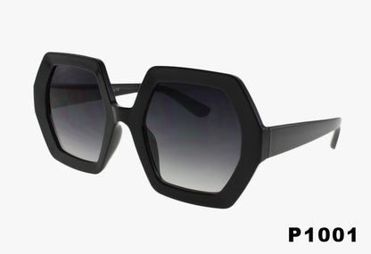 black Wholesale Fashion Oversized Hexagon Shaped Sunglasses