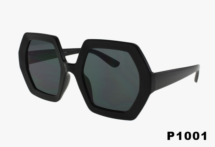 solid black lens Wholesale Fashion Oversized Hexagon Shaped Sunglasses