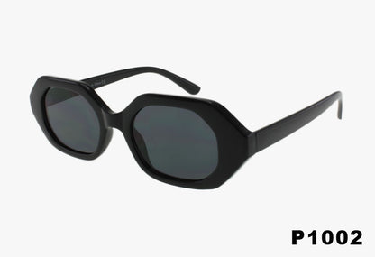 black gen z Slim Hexagon Fashion Wholesale Sunglasses