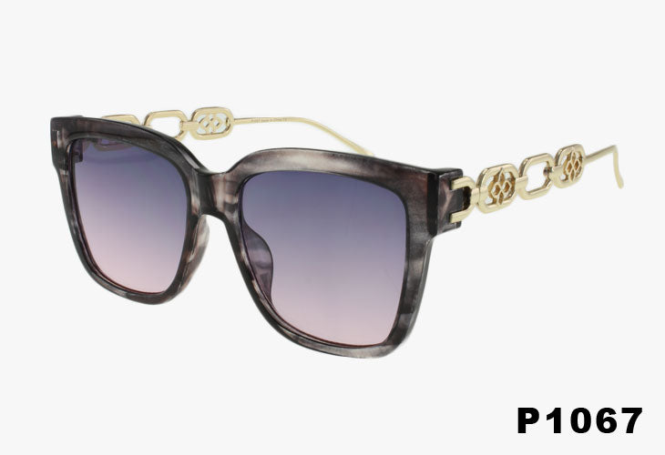 purple Rectangular Floral Chain Link Wholesale Sunglasses