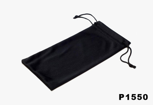 one piece of black microfiber sunglasses pouch with drawstring closure