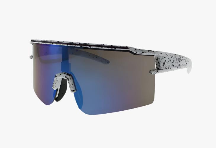 blue mirror Wholesale Square Sport Half Rim Shield Sunglasses