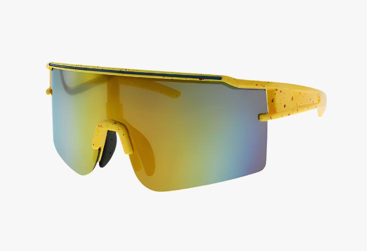 yellow Wholesale Square Sport Half Rim Shield Sunglasses