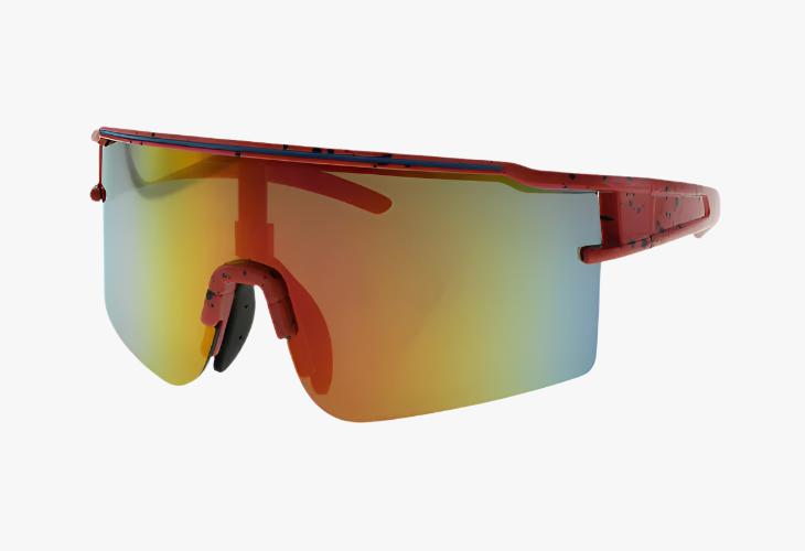 red Wholesale Square Sport Half Rim Shield Sunglasses