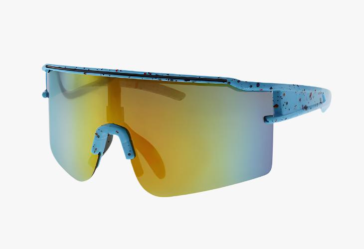 blue frame Wholesale Square Sport Half Rim Shield Sunglasses