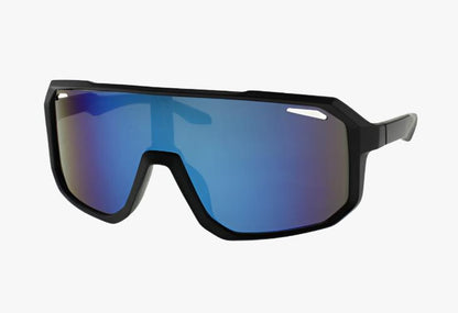 black frame blue mirror lens Wholesale Square Sport Wrap Shield Sunglasses