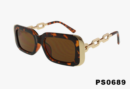 tortoise Wholesale Fashion Medium Square with Metal Chain Temples