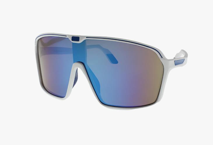 white frame blue mirror Large Frame Sport Shield Style Wholesale Sunglasses