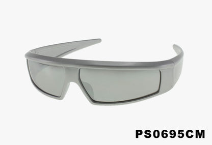 silver mirror Wholesale Curved Flat Top Futuristic Sunglasses