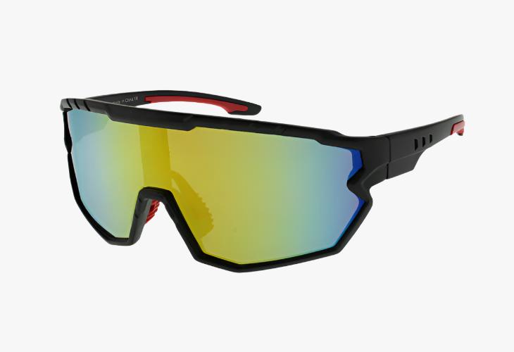 yellow mirror black frame Wholesale Fashion Sport Active Shield Sunglasses