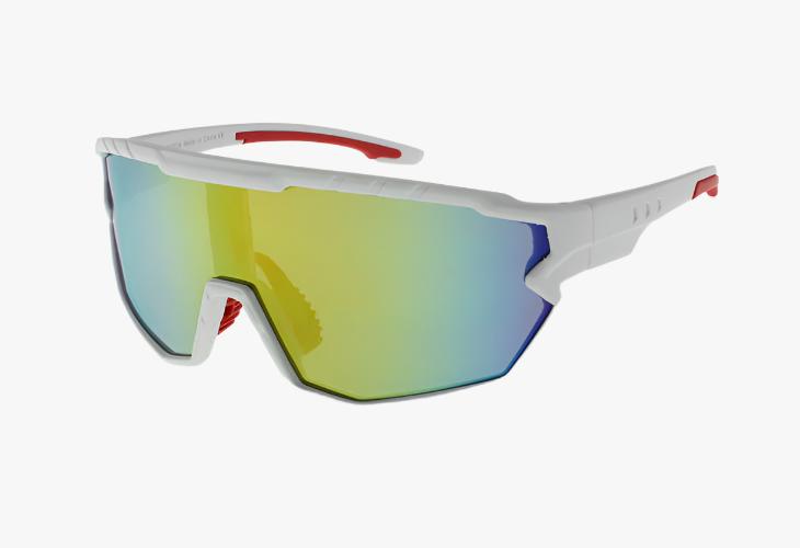 yellow mirror white frame Wholesale Fashion Sport Active Shield Sunglasses