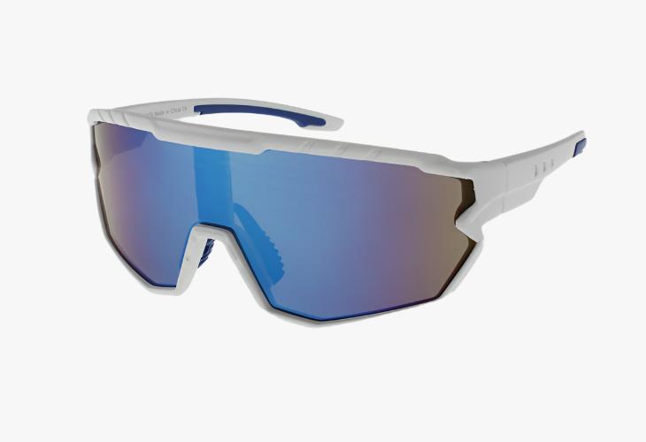 blue mirror white frame Wholesale Fashion Sport Active Shield Sunglasses