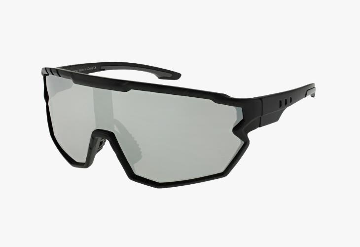 black frame silver mirror Wholesale Fashion Sport Active Shield Sunglasses