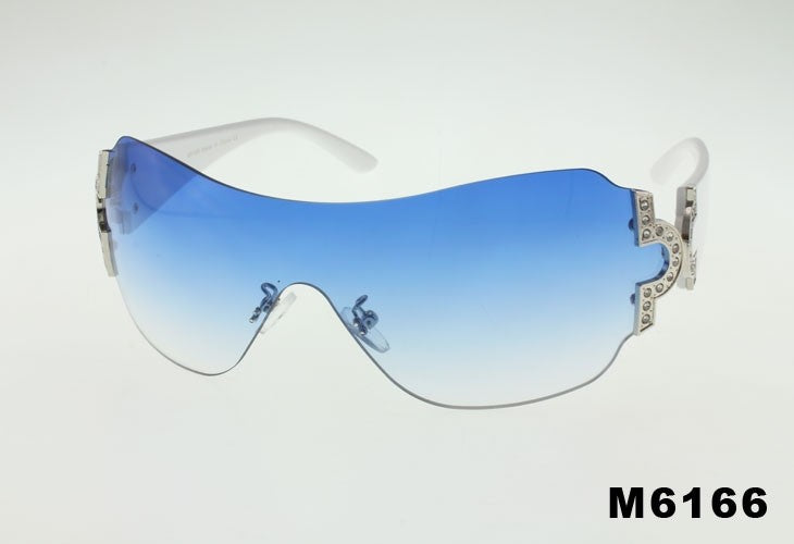 blue gradient Wholesale Retro Fashion Rimless Shield Wrap Sunglasses