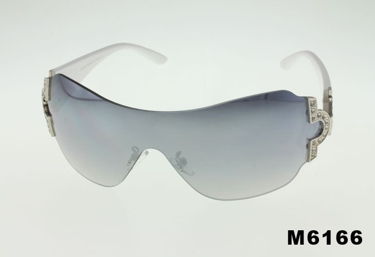 silver mirror Wholesale Retro Fashion Rimless Shield Wrap Sunglasses