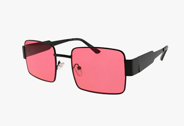 pink lens Wholesale Fashion Full Metal Rectangle Sunglasses